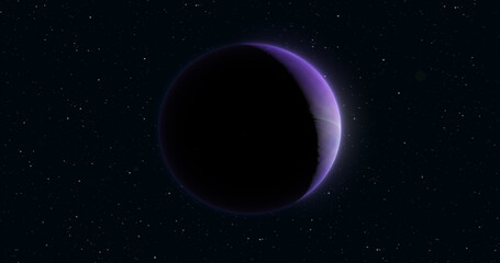 Wall Mural - abstract realistic planet purple hi-tech luminous round sphere in space against the background of st