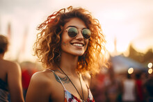 Portrait Of A Young Woman At A Music Festival