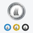 Anti Dandruff sign, symbol, logo, icon, badge, emblem, pictogram, flat vector, isolated illustration, for shampoo, oil and serum.