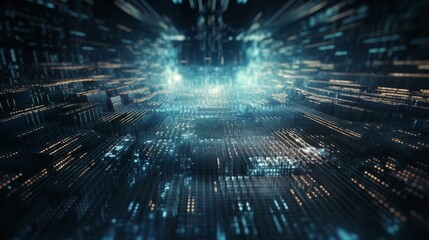 Poster - Computer futuristic boards with microchips energy chips and transistors on high tech computer abstract background. Data center, big data. AI generated