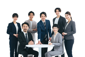 Aufkleber - 集合する会社員グループ　背景透過切り抜きPNG