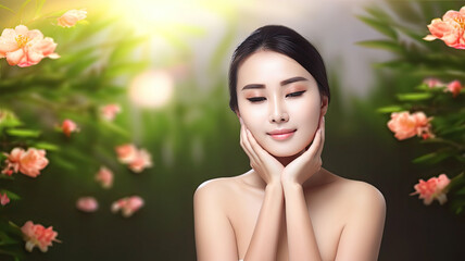 Canvas Print - Asian model face that shows a beautiful face