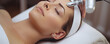 woman with perfect skin making Facial Hydro Microdermabrasion procedure.