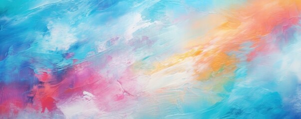 Abstract rough colorful multicolored art painting texture with oil brushstroke, panorama. Generative Ai.