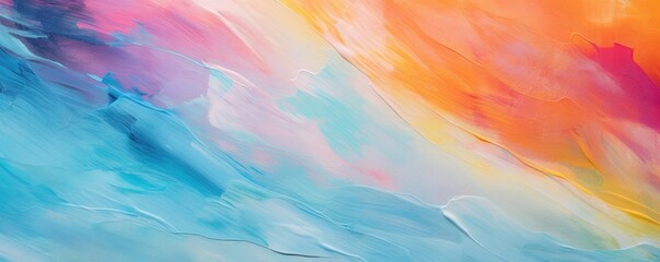  Abstract rough colorful multicolored art painting texture with oil brushstroke, panorama. Generative Ai.