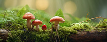 Beautiful Detail Of Mushrooms. Copy Space For Text