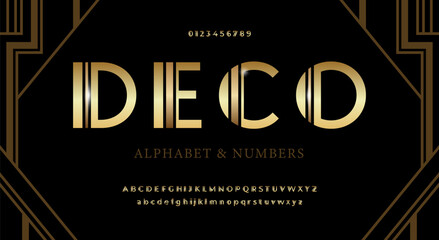 Fototapete - Bold gold alphabet in art deco style.