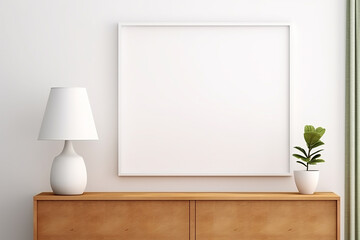 Mock up poster frame in modern interior background, 3D render