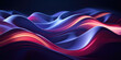 © hakule - abstract blue and purple wavy background with glowing lines and bokeh effect. created with generative AI technology.