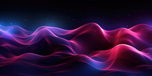 Abstract Blue And Purple Wavy Background With Glowing Lines And Bokeh Effect. Created With Generative AI Technology.
