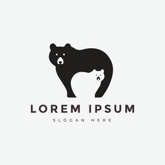 cute bear animal wildlife mammal logo design vector abstract illustration