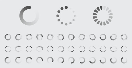 Fototapete - Circular Loading Buffering Icons Vector Set Video Ready for Animation Gif All Keyframes Frames Bufring Circle Waiting for Connection Buffer Preloader Download Symbol Easy Replace Color