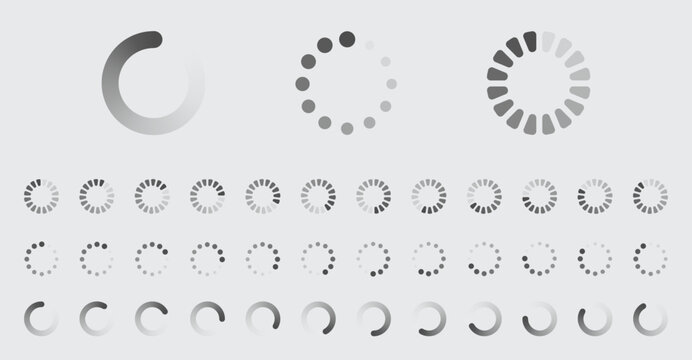 Circular Loading Buffering Icons Vector Set Video Ready for Animation Gif All Keyframes Frames Bufring Circle Waiting for Connection Buffer Preloader Download Symbol Easy Replace Color
