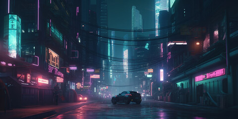 sci-fi fantasy city, cyberpunk buildings illustration