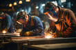 © EmmaStock - worker welders welding steel in the construction site