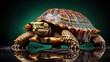 Tortoise on shiny surface
