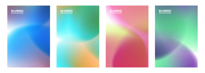 Aufkleber - Set of abstract backgrounds with soft gradient round shapes for your creative graphic design. Blurred circles. Vector illustration.