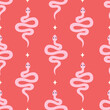 Beautiful seamless pattern with pink snakes. 