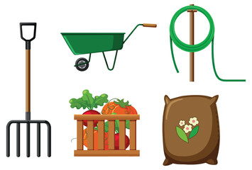 Wall Mural - set of plant and gardening tools and equipment