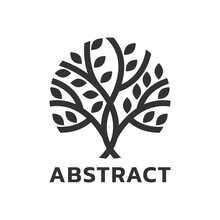 Tree Logo Or Icon. Modern Eco, Organic Symbol. Abstract Nature, Plant, Tree Leaf Emblem Design. Vector Illustration.