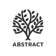 Tree logo or icon. Modern eco, organic symbol. Abstract nature, plant, tree leaf emblem design. Vector illustration.