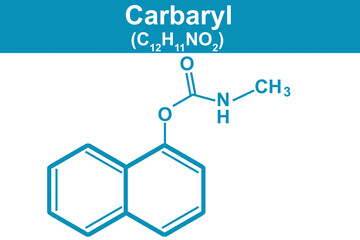 Sticker - Chemistry illustration of Carbaryl in blue