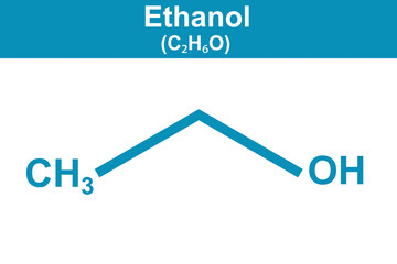 Sticker - Chemistry illustration of ethanol in blue