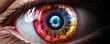 A laser vision correction of multicolor human eye, panorama. Generative Ai.