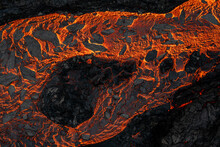 Aerial View Of The Texture Of A Solidifying Lava Field, Close-up
