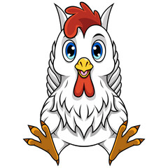 Wall Mural - Cute baby rooster cartoon sitting 