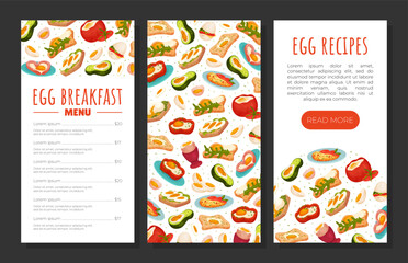 Poster - Tasty Egg Food Banner Design with Cooked Meal Vector Template