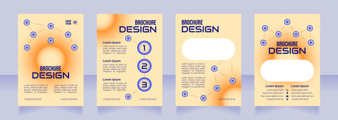 Educational technology blank brochure design. Template set with copy space for text. Premade corporate reports collection. Editable 4 paper pages. Bebas Neue, Audiowide, Roboto Light fonts used