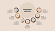 Business process chart infographics with 7 step circles. Round workflow graphic elements. Company flowchart presentation slide. Vector info graphic in flat design
