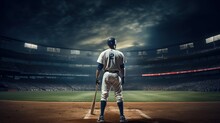 Generative AI, Professional Baseball Player Holding Bat On Sport Stadium