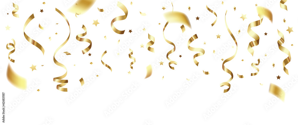 Long Ribbon Falling Golden ribbon falling from above background vector. Abstract vibrant ...