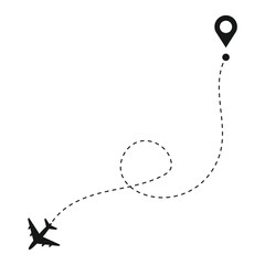 Poster - Airplane routes vector icon. Plane paths symbol. Aircraft tracking, planes, travel, map pins, location pins. Vector illustration of travel icon. Trip, travel, holiday vector icon