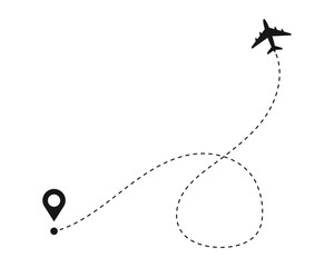 Poster - Airplane routes vector icon. Plane paths symbol. Aircraft tracking, planes, travel, map pins, location pins. Vector illustration of travel icon. Trip, travel, holiday vector icon