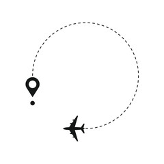 Poster - Airplane routes vector icon. Plane paths symbol. Aircraft tracking, planes, travel, map pins, location pins. Vector illustration of travel icon. Trip, travel, holiday vector icon