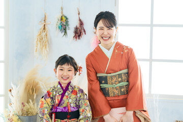 Poster - 着物を着た親子　和装の記念撮影　写真館　フォトスタジオ