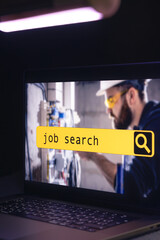Wall Mural - online job search on website for worker to search for job opportunities.