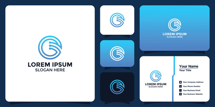 technology letter G logo design and business card