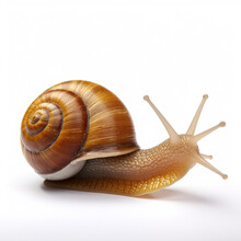 Beautiful Big Wild Snail Looking Forward Is Shown In Full Length, Ai Generated