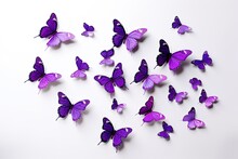 Soaring Purple Butterflies Isolated On White Background. Butterfly. Generative Ai