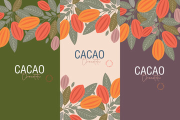 Wall Mural - DruckCocoa bean illustration. Vintage style design template. chocolate cocoa beans. Vector illustration