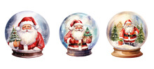 Decoration Christmas Globe With Santa Watercolor Ai Generated