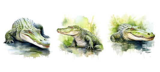 animal crocodile watercolor ai generated