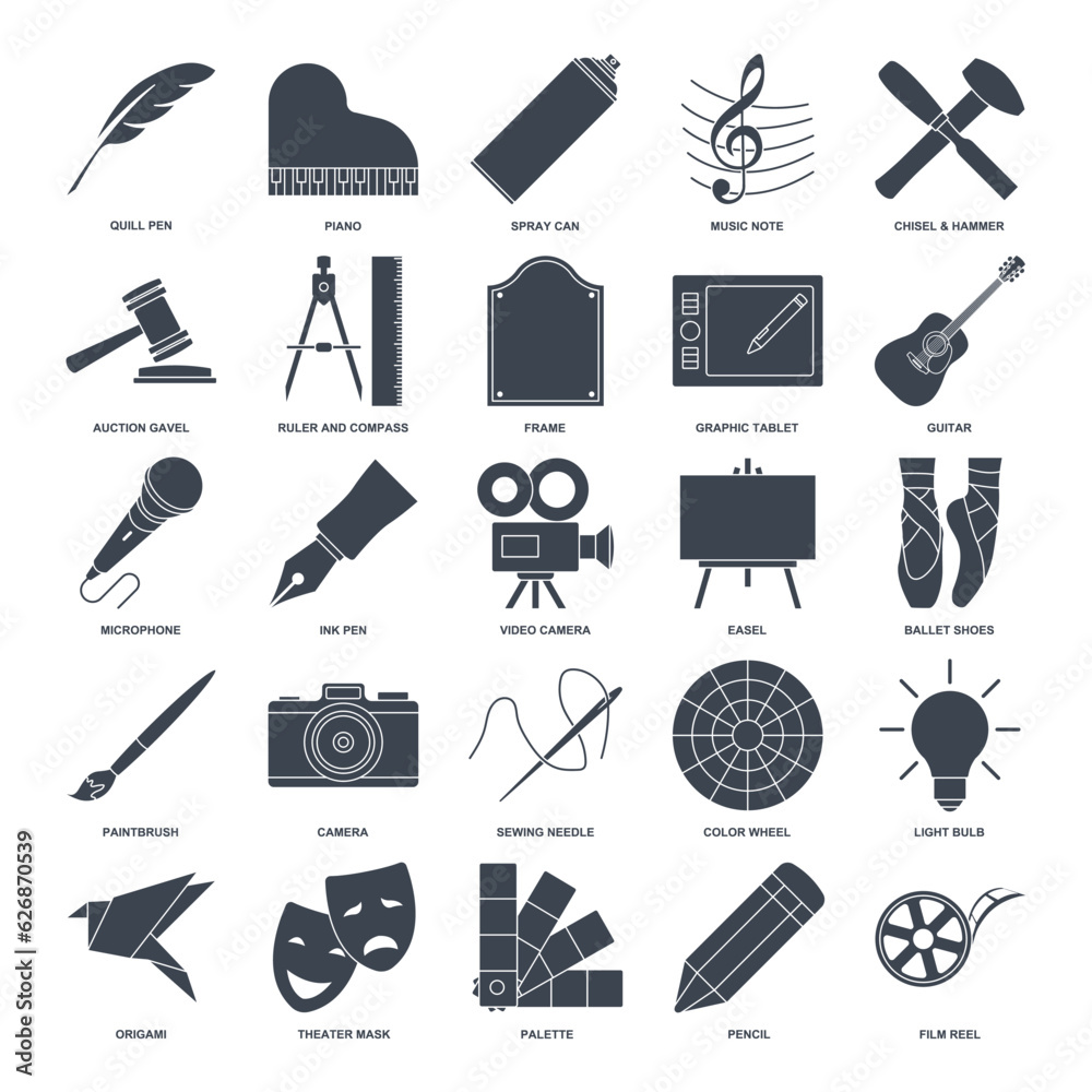 Art icon set, Design and drawing symbols collection, logo illustrations ...