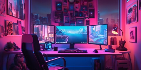 Fototapete - Powerful personal computer for gaming. Beautiful illustration picture. Generative AI