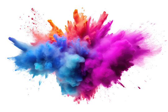 Wall Mural -  - Holi powder explosion with vibrant colors. Isolated on transparent white background