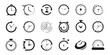 Set of black clock, stopwatch, timer, watch icon. Black clock icon collection